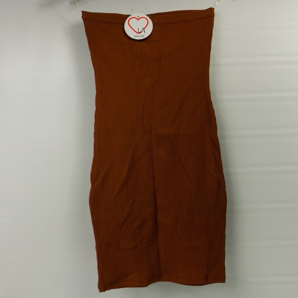 LoveLA Sara Tube Top Halter Dress Burnt Orange Muliple Sizes - Picture 3 of 7